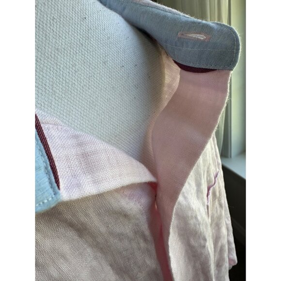 Tommy Bahama Mens Pink Relaxed Linen Long-Sleeve Button-Up Shirt Size Medium - Picture 9 of 13